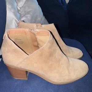 Style & Co. Women's Felaa Faux Suede Ankle Boots, LT Taupe, 7.5 Camel Brown Tan